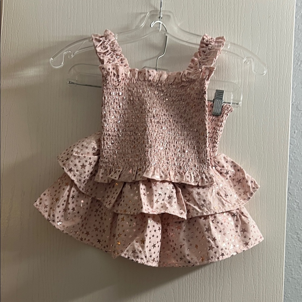 Pink Ruffled Star Print Dress
